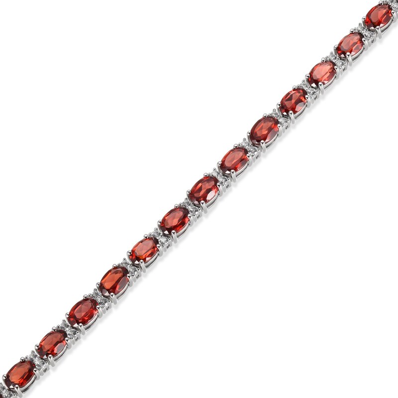 Garnet & White Lab-Created Sapphire Bracelet Sterling Silver 7.25