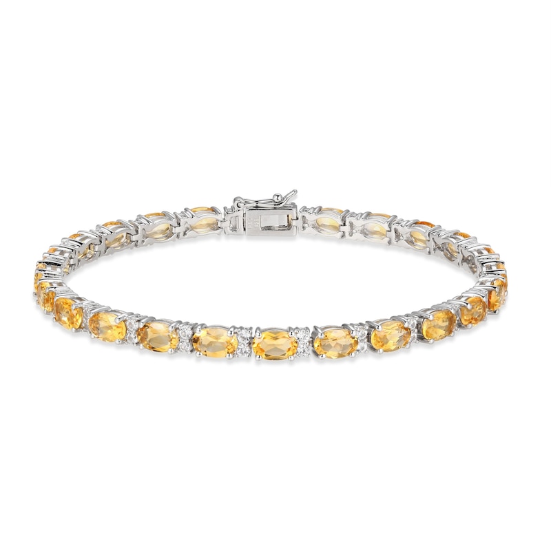 Main Image 1 of Citrine & White Lab-Created Sapphire Bracelet Sterling Silver 7.25"
