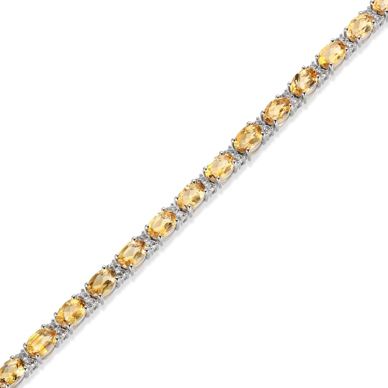 Citrine & White Lab-Created Sapphire Bracelet Sterling Silver 7.25"