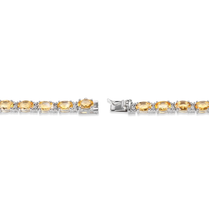 Main Image 3 of Citrine & White Lab-Created Sapphire Bracelet Sterling Silver 7.25"