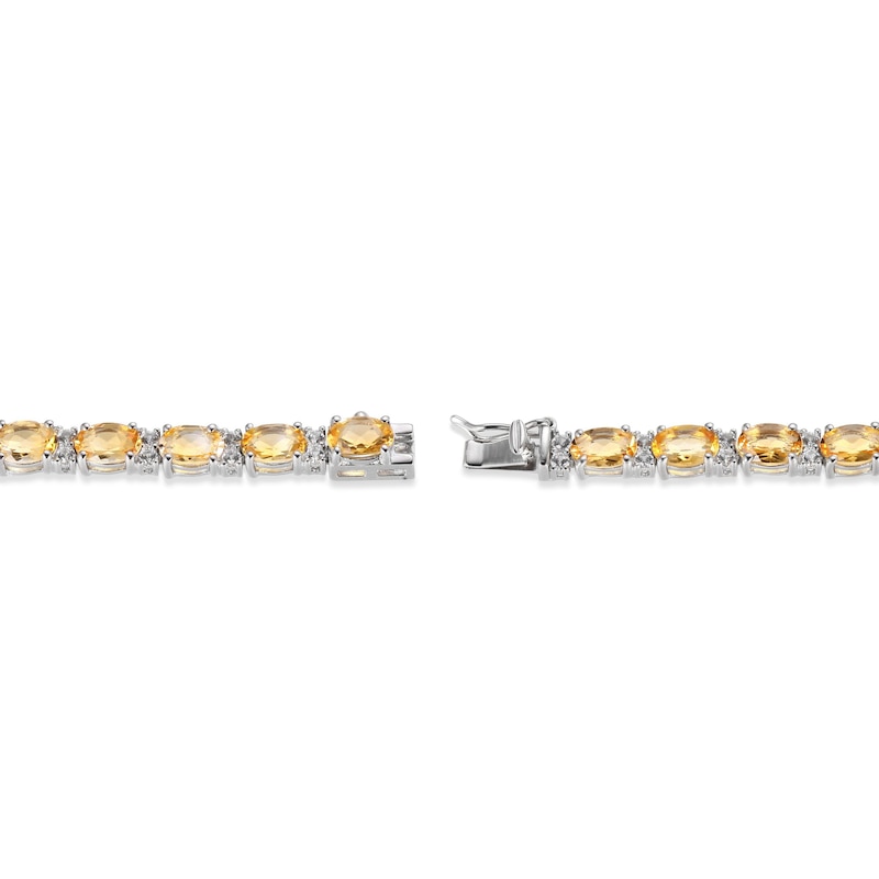 Citrine & White Lab-Created Sapphire Bracelet Sterling Silver 7.25"