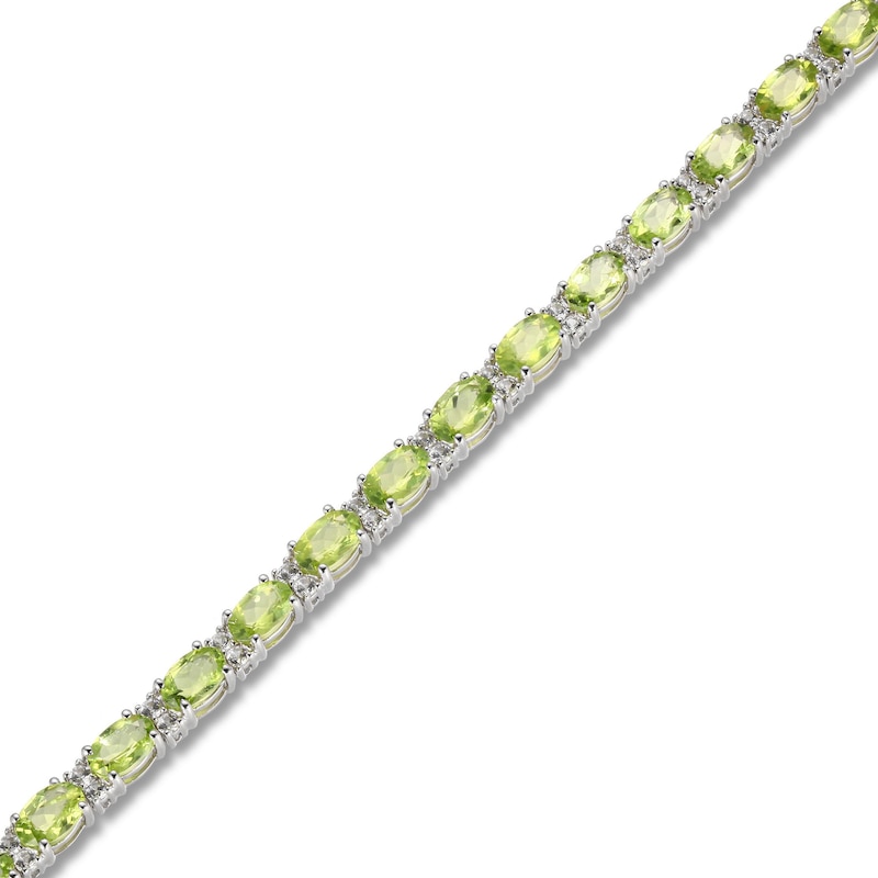 Peridot & White Lab-Created Sapphire Bracelet Sterling Silver 7.25"