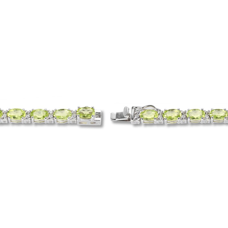 Main Image 3 of Peridot & White Lab-Created Sapphire Bracelet Sterling Silver 7.25&quot;