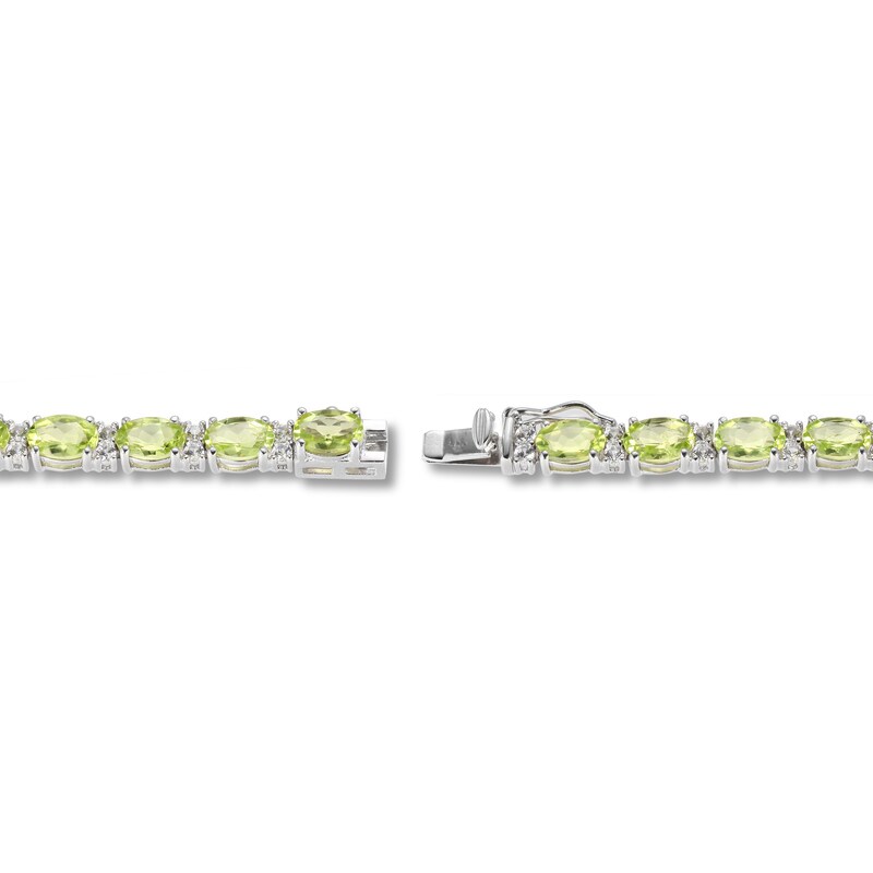 Peridot & White Lab-Created Sapphire Bracelet Sterling Silver 7.25"