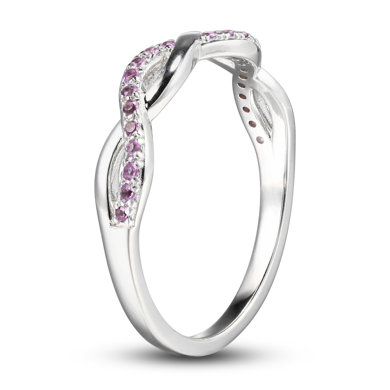 Amethyst Dainty Criss Cross Ring Sterling Silver