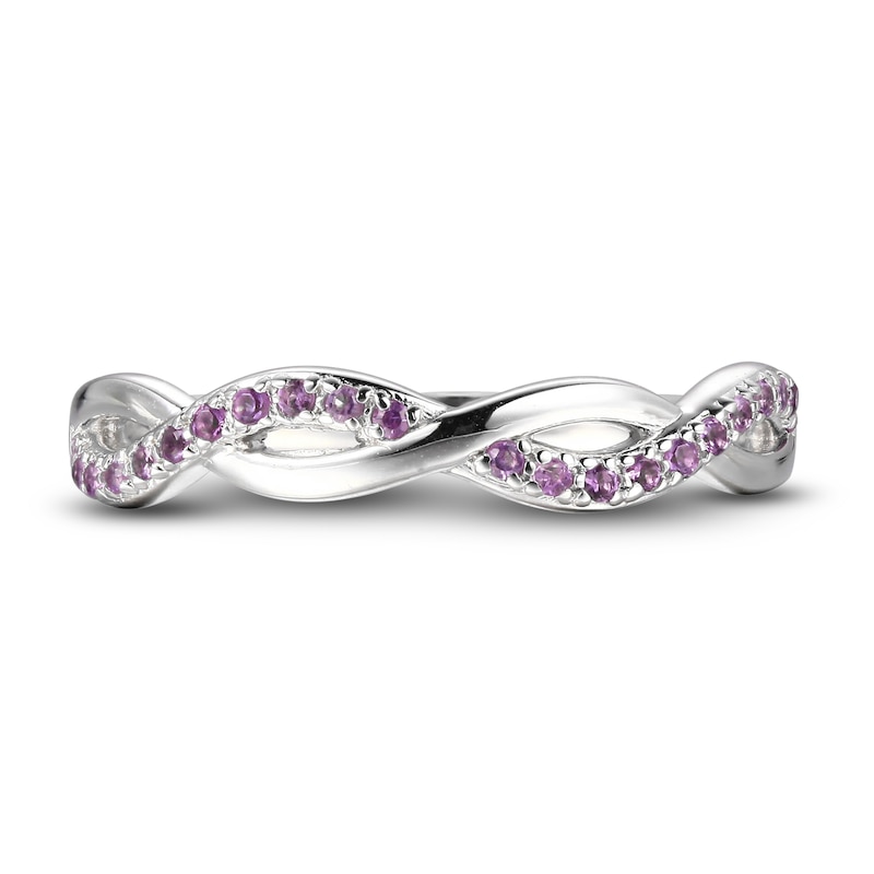 Main Image 3 of Amethyst Dainty Criss Cross Ring Sterling Silver