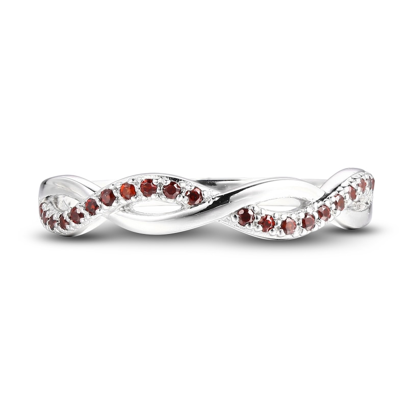 Garnet Dainty Criss Cross Ring Sterling Silver