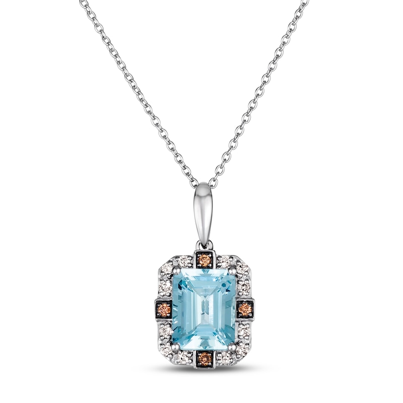 Main Image 1 of Le Vian Aquamarine Necklace 1/6 ct tw Diamonds 14K Vanilla Gold 18&quot;