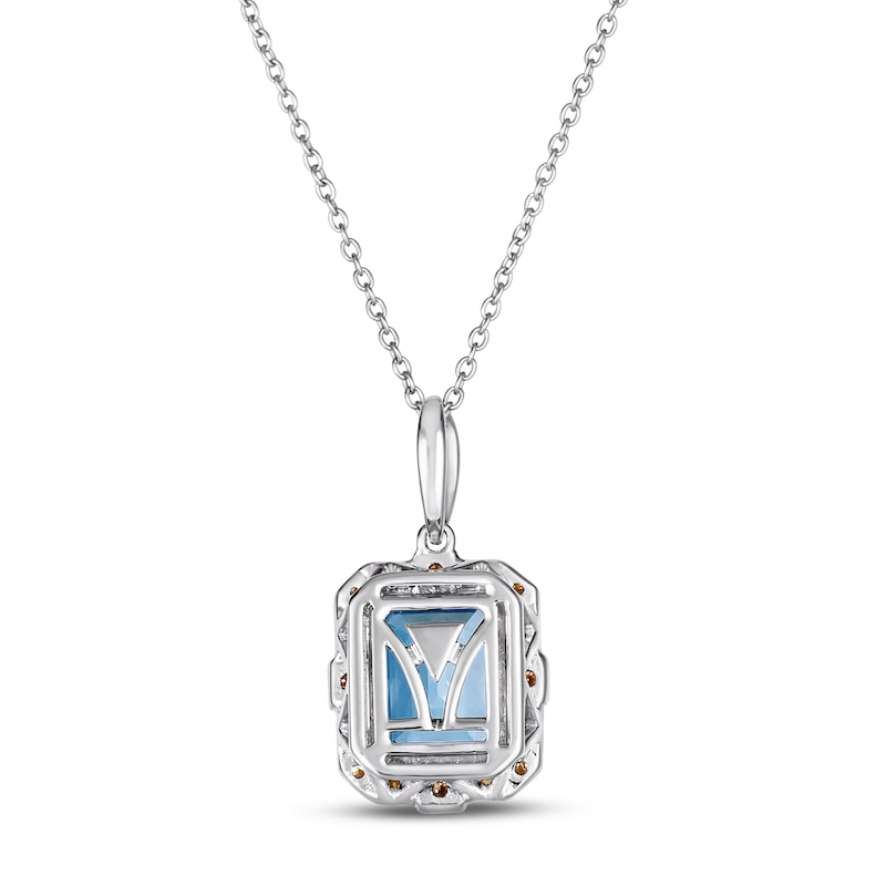 Le Vian Aquamarine Necklace 1/6 ct tw Diamonds 14K Vanilla Gold 18"