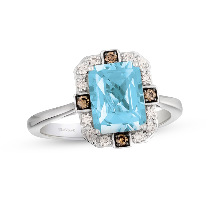 Main Image 1 of Le Vian Aquamarine Ring 1/6 ct tw Diamonds 14K Vanilla Gold