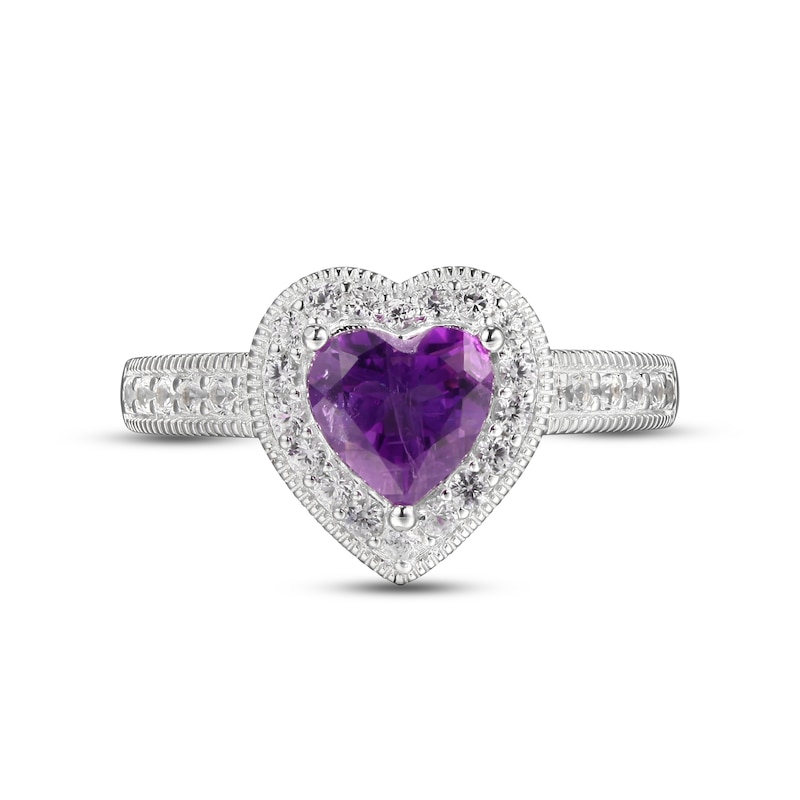 Main Image 4 of Amethyst & White Lab-Created Sapphire Boxed Set Sterling Silver - Size 7