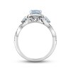 Swiss Blue Topaz & Diamond Ring 1/6 ct tw Round-cut 10K White Gold