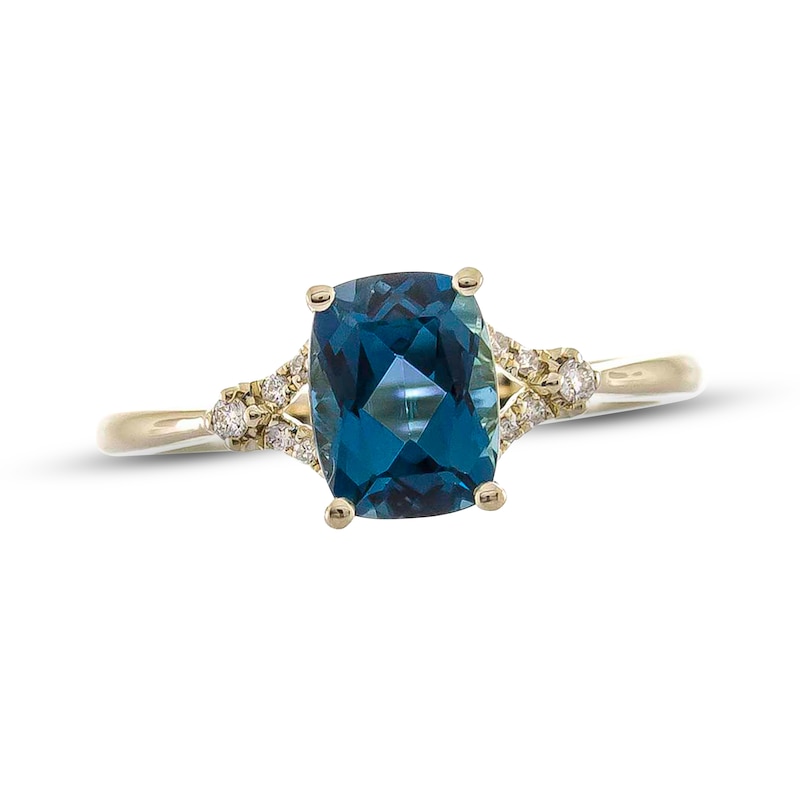 Main Image 1 of London Blue Topaz Ring 1/20 ct tw Diamonds 10K Yellow Gold