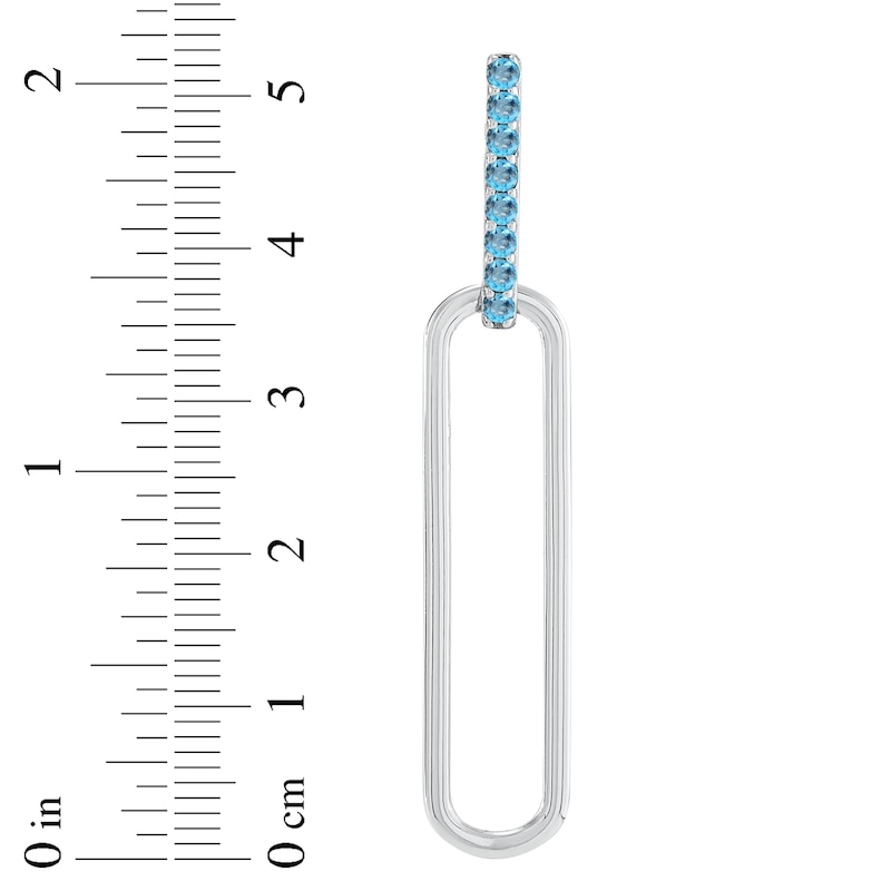 Main Image 2 of Swiss Blue Topaz Paperclip Drop Earrings Sterling Silver