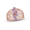 Thumbnail Image 1 of Amethyst & Diamond Wide Band Ring 1/20 ct tw Round-cut 10K Rose Gold