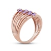 Thumbnail Image 1 of Amethyst & Diamond Wide Band Ring 1/20 ct tw Round-cut 10K Rose Gold