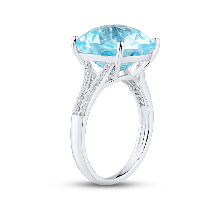 Main Image 2 of Swiss Blue Topaz & White Lab-Created Sapphire Ring Sterling Silver