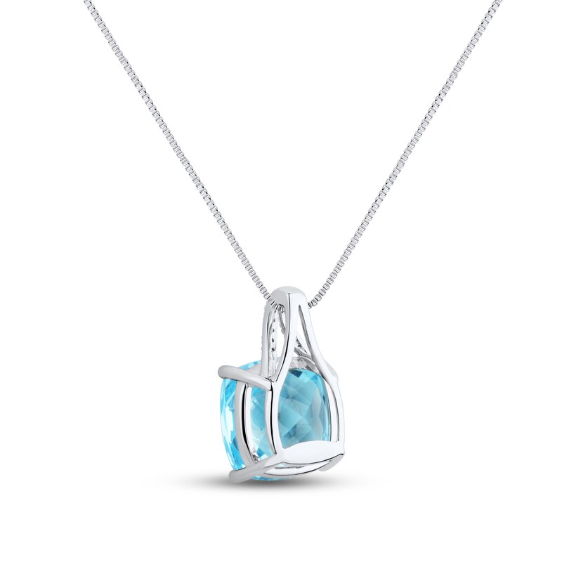 Main Image 3 of Blue Topaz & White Lab-Created Sapphire Necklace Sterling Silver 18&quot;