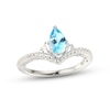 Thumbnail Image 0 of Swiss Blue Topaz & White Lab-Created Sapphire Chevron Ring Sterling Silver