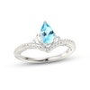 Thumbnail Image 1 of Swiss Blue Topaz & White Lab-Created Sapphire Chevron Ring Sterling Silver