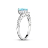 Thumbnail Image 1 of Swiss Blue Topaz & White Lab-Created Sapphire Chevron Ring Sterling Silver