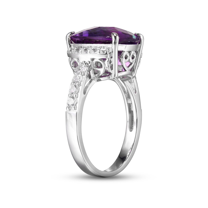 Main Image 2 of Amethyst & White Lab-Created Sapphire Ring Sterling Silver
