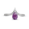 Thumbnail Image 3 of Amethyst & White Lab-Created Sapphire Chevron Ring Sterling Silver