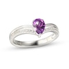 Thumbnail Image 0 of Amethyst & White Lab-Created Sapphire Chevron Ring Sterling Silver