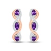 Thumbnail Image 2 of Amethyst & White Lab-Created Sapphire Rope Hoop Earrings Sterling Silver & 10K Rose Gold