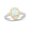 Thumbnail Image 1 of Lab-Created Opal & White Lab-Created Sapphire Rope Ring Sterling Silver & 10K Yellow Gold