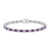 Amethyst & White Lab-Created Sapphire Link Bracelet Sterling Silver 7.25"