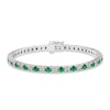 Thumbnail Image 0 of Lab-Created Emerald & White Lab-Created Sapphire Bracelet Sterling Silver 7.25"