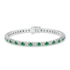 Thumbnail Image 1 of Lab-Created Emerald & White Lab-Created Sapphire Bracelet Sterling Silver 7.25&quot;