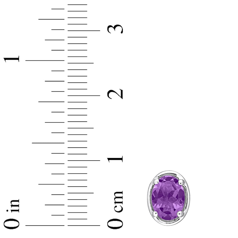 Main Image 2 of Amethyst Oval Stud Earrings Sterling Silver