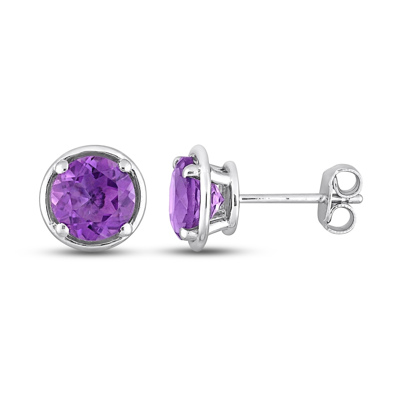 Main Image 1 of Amethyst Stud Earrings Sterling Silver