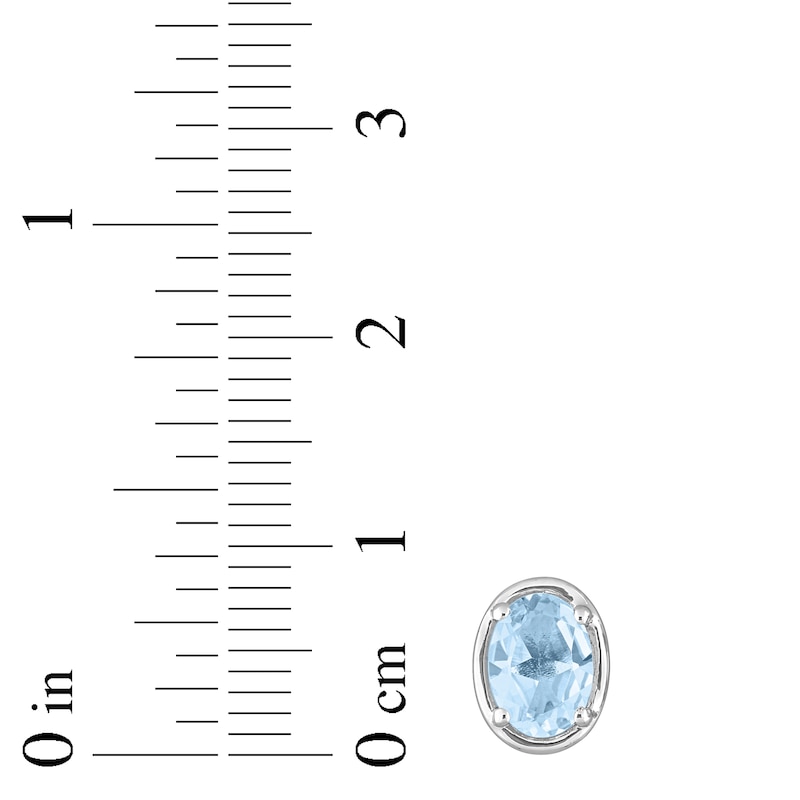Main Image 2 of Blue Topaz Oval Stud Earrings Sterling Silver