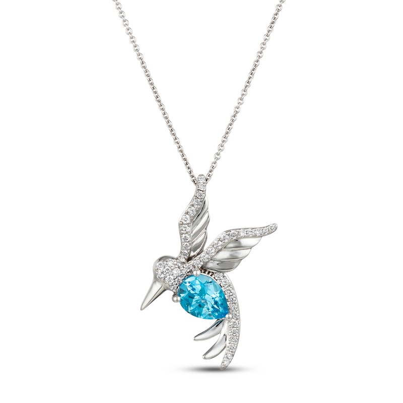 Le Vian Blue Topaz Hummingbird Necklace 1/4 ct tw 14K Vanilla Gold 18"