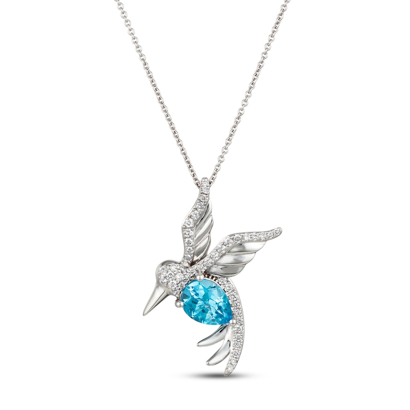 Main Image 1 of Le Vian Blue Topaz Hummingbird Necklace 1/4 ct tw 14K Vanilla Gold 18&quot;