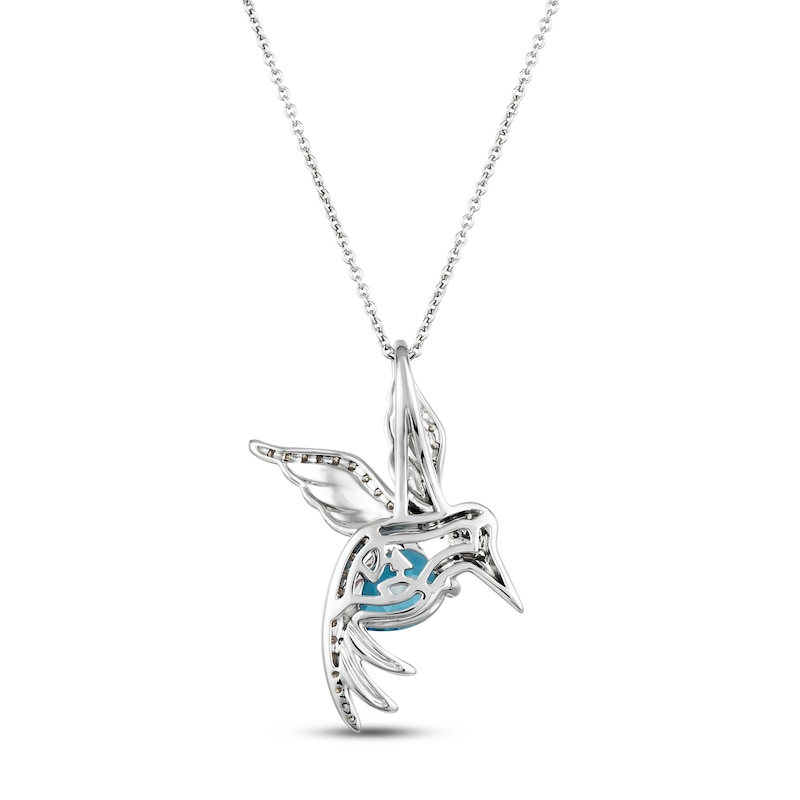 Le Vian Blue Topaz Hummingbird Necklace 1/4 ct tw 14K Vanilla Gold 18"