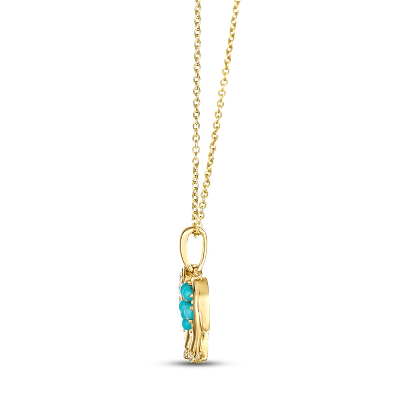 Main Image 2 of Le Vian Turquoise Elephant Necklace 1/10 ct tw Diamonds 14K Honey Gold 18&quot;