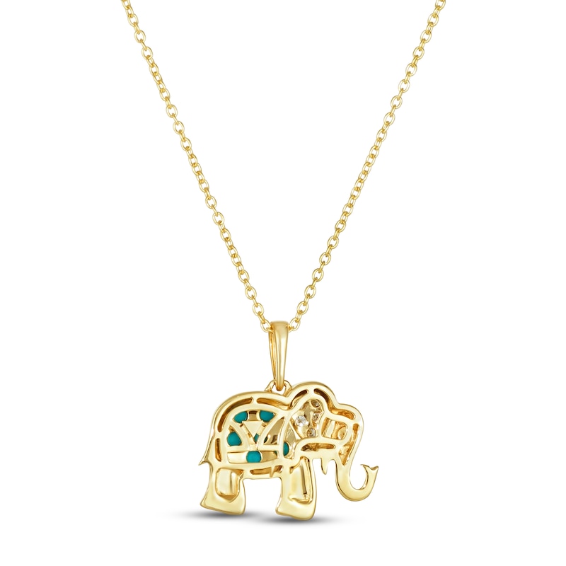 Main Image 3 of Le Vian Turquoise Elephant Necklace 1/10 ct tw Diamonds 14K Honey Gold 18&quot;