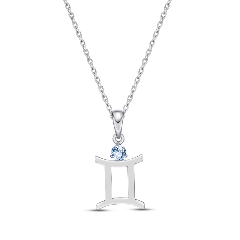 Main Image 1 of Sky Blue Topaz Gemini Zodiac Necklace Sterling Silver 18&quot;