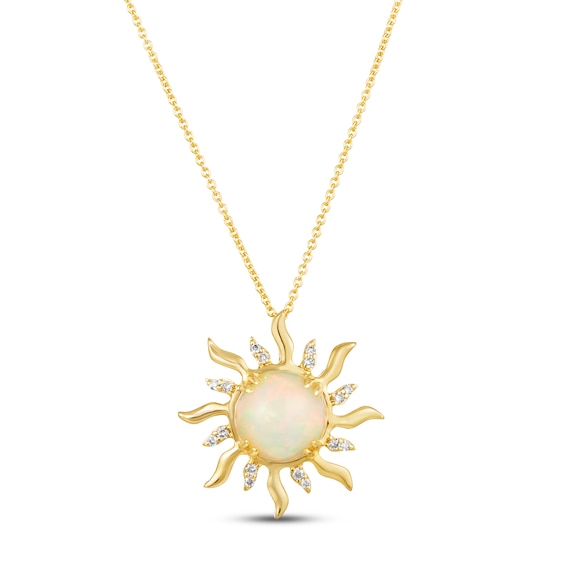 Le Vian Opal Sun Necklace 1/15 ct tw Diamonds 14K Honey Gold 18"