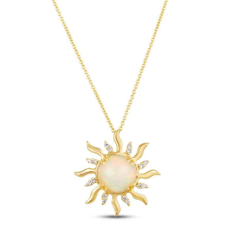 Le Vian Opal Sun Necklace 1/15 ct tw Diamonds 14K Honey Gold 18"