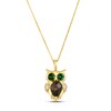 Thumbnail Image 1 of Le Vian Smoky Quartz & Tsavorite Owl Necklace 1/15 ct tw Diamonds 14K Honey Gold 18&quot;