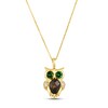 Thumbnail Image 0 of Le Vian Smoky Quartz & Tsavorite Owl Necklace 1/15 ct tw Diamonds 14K Honey Gold 18"