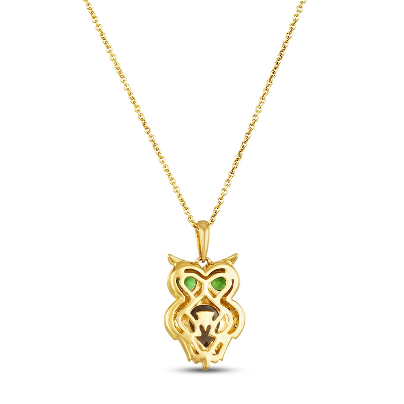 Main Image 3 of Le Vian Smoky Quartz & Tsavorite Owl Necklace 1/15 ct tw Diamonds 14K Honey Gold 18&quot;