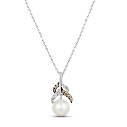 Le Vian Cultured Pearl Necklace 1/8 ct tw Diamonds 14K Vanilla Gold 18"