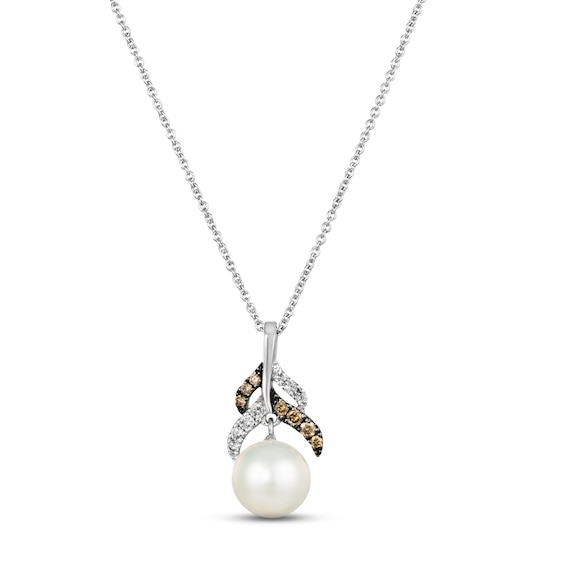Le Vian Cultured Pearl Necklace 1/8 ct tw Diamonds 14K Vanilla Gold 18"