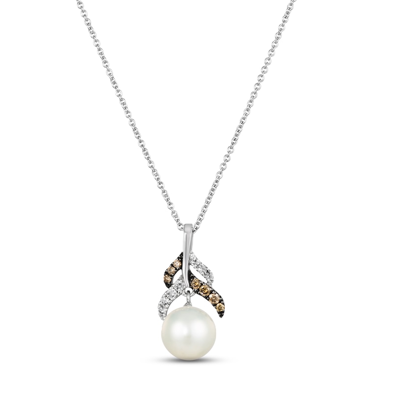 Main Image 1 of Le Vian Cultured Pearl Necklace 1/8 ct tw Diamonds 14K Vanilla Gold 18&quot;